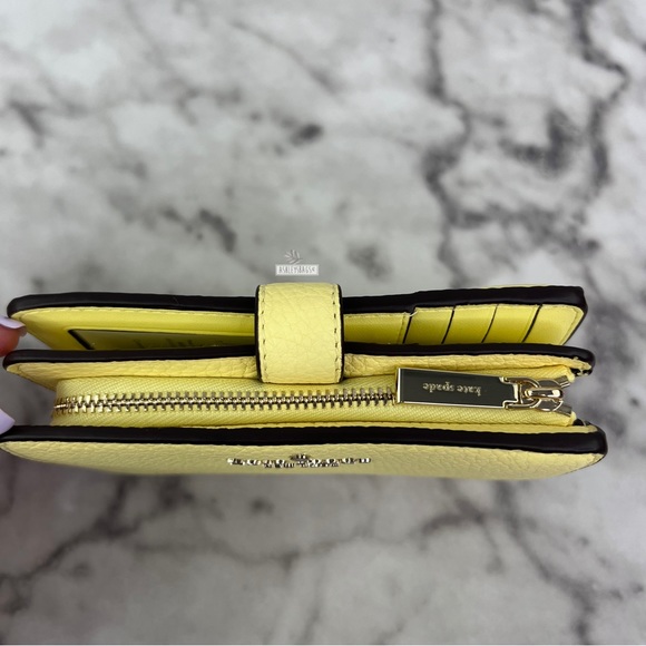 Kate Spade Leila Medium Compact Bifold Wallet In Yellow - Picture 4 of 7